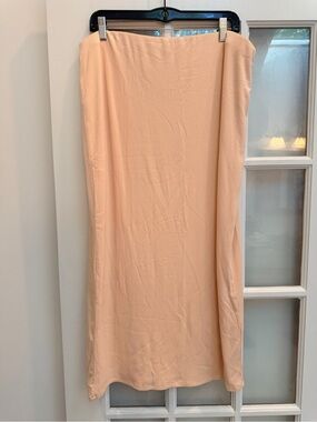 AFRM Chic Pull On Stretchy Ribbed Peach Straight Midi Skirt Plus Size 1X